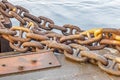 Close up rusty metal chains Royalty Free Stock Photo