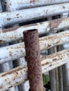 rusty metal fence with rust and rusted texture Royalty Free Stock Photo