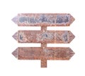 Rusty metal three sign with space isolated on white background , clipping path Royalty Free Stock Photo