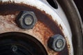 rusty metal wheel nut Royalty Free Stock Photo