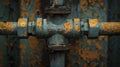 A close up of a rusty pipe with rust and peeling paint, AI Royalty Free Stock Photo
