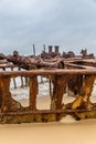 Close-Up of Rusty Ship Wreck on Beach of Fraser Island, Queensland Royalty Free Stock Photo
