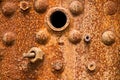 Close up of a rusty steam boiler