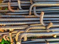 Close-up of rusty steel reinforcement structural steel bars from a construction site. old steel bars. Royalty Free Stock Photo