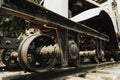Close up of the rusty wheel train on the railway track Royalty Free Stock Photo