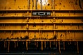 a close up of a rusty yellow truck