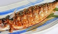 Close up Saba fish teriyaki grilled in restaurant Royalty Free Stock Photo