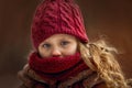 Sad little girl portrait with accent on eyes with tear Royalty Free Stock Photo