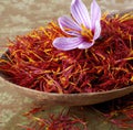 Close up of saffron with flower created using generative ai technology Royalty Free Stock Photo