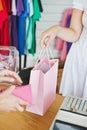 Close up of a saleswoman and female customer