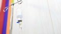 Close-up. Saline Intravenous Drip at the Hospital