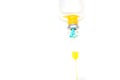 Close up saline solution drip for patient and infusion pump