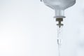 Close-up saline solution drip for patient and infusion pump in hospital, Liquid saline is slowly dripping drops of drugs, Copy Royalty Free Stock Photo