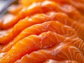 A close up of salmon slices on a plate