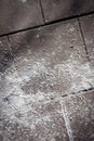 Close up of salt covered sidewalk texture