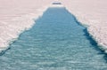 Close up of salt on a salt field