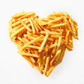 Close-up of salty French fries in heart shape Royalty Free Stock Photo