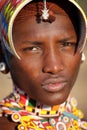 Close-up of a Samburu warrior in Archers Post, Kenya.