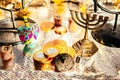 Close up of same dreidel for Hanukkah Royalty Free Stock Photo