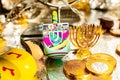 Close up of same dreidel for Hanukkah Royalty Free Stock Photo