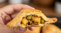 Close-up of a Samosa Indian Vegetarian. Royalty Free Stock Photo