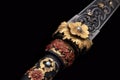 close-up of a samurai sword hilt