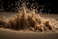 close-up of sand explosion, showing the individual grains and microdetails Royalty Free Stock Photo