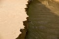 Close up Sandbank was eroded with water.