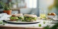 Close up of sandwiches with avocado in kitchen at home, copy space 4