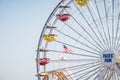 Close up of the Santa Monica Ferris wheel at Pacific Park on the Santa Monica pier during the daytime.