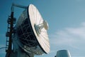 close-up of satellite antenna, transmitting signals to earth Royalty Free Stock Photo