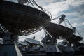 close-up of satellite dishes, transmitting data from orbit Royalty Free Stock Photo