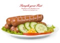 Close up of sausage and fresh vegetables Royalty Free Stock Photo