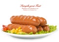 Close up of sausage and fresh vegetables Royalty Free Stock Photo