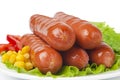 Close up of sausage and fresh vegetables Royalty Free Stock Photo