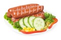 Close up of sausage and fresh vegetables Royalty Free Stock Photo