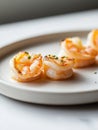 A close-up of saut?ed shrimp on a plate, garnished with herbs Royalty Free Stock Photo