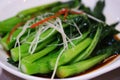 Close up Sauteed Choy Sum in plate Royalty Free Stock Photo