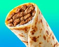 Close Up of Savory Meat Wrap with Creamy Sauce on Turquoise Royalty Free Stock Photo