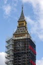 Close up of Scaffolding around the Elizabeth Tower, known as Big Ben Royalty Free Stock Photo