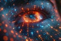 Close-up scanning eye . Biometric and technology concept Royalty Free Stock Photo