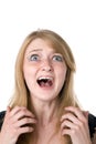 Close up of the scared woman Royalty Free Stock Photo