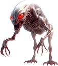 Close-up of a scary alien image. Alien clipart.