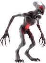 Close-up of a scary alien image. Alien clipart.