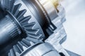 Close-up scene of the differential gear of automotive transmission system.