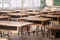 Close up scene of modern style classroom in the morning 3d render