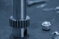 Close-up scene of transmission driving gear shaft parts Royalty Free Stock Photo