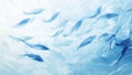 Close-up of a school of sardines in the sea, painting. Generative AI. Royalty Free Stock Photo