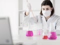 Close up of scientist making test in lab Royalty Free Stock Photo