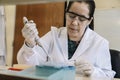 Scientist pipetting samples into eppendorf tubes.